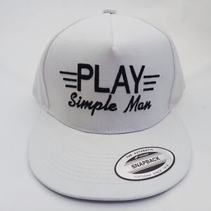 Yupoong White Snapback Cap with Black Embroidery